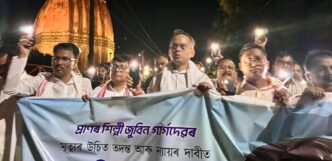 Congress holds candlelight march in Sivasagar, demands justice for Zubeen Garg