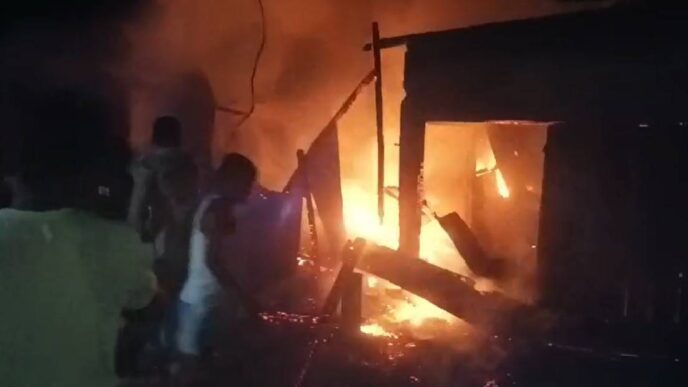 Fire Destroys Four Shops in Kaliabor Market