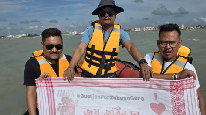 Boko youths stage unique sea protest demanding justice for Zubeen Garg