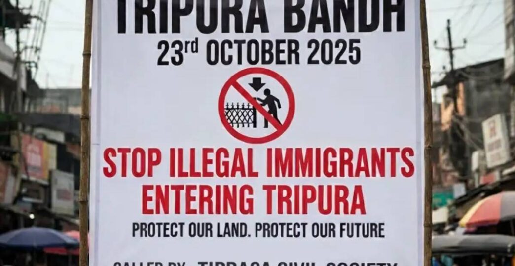 Tripura shuts down as civil society calls 24-hour bandh over ILP, Tiprasa Accord and illegal migration issues