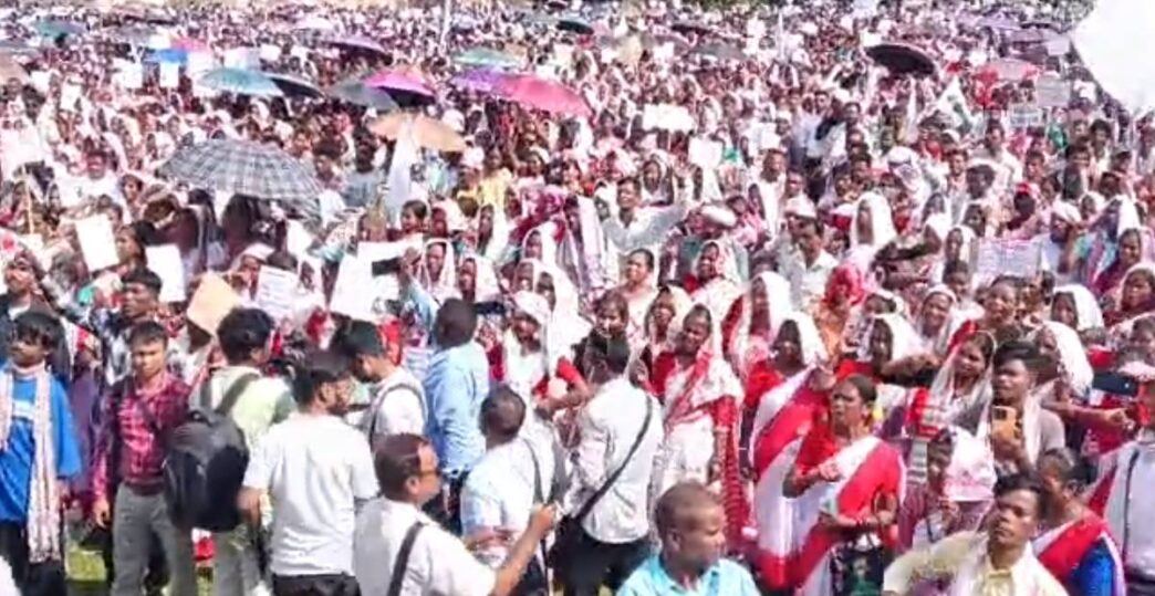 Thousands of Adivasis protest in Udalguri demanding rights, wages and ST status