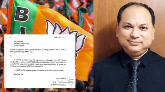 Big jolt to BJP: Udalguri District President Sunil Kumar Basumatary resigns