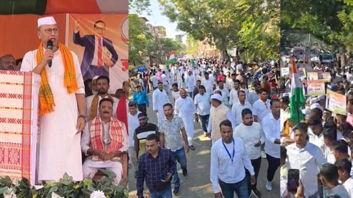 Massive Congress protest in Nagaon demands protection of the 'Constitution'
