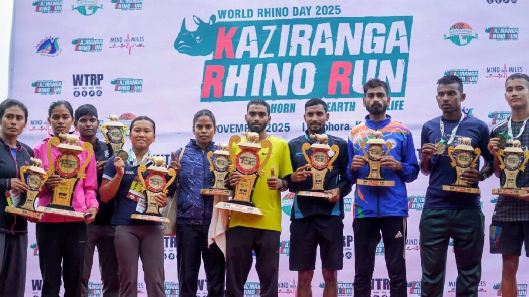 Rain ails to stop runners as Uttar Pradesh athletes Shine at Kaziranga Rhino Run 2025