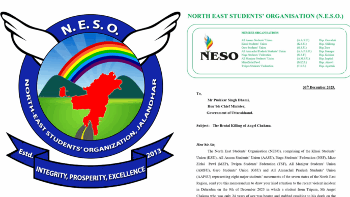 NESO writes to Uttarakhand CM, demands strict action in death of Tripura student Angel Chakma