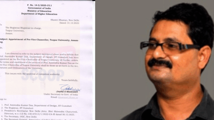 Tezpur University, Pro Vice Chancellor Tezpur University, Amrendra Kumar Das, IIT Guwahati professor, Ministry of Education India, higher education India, Tezpur University Assam, university administration India, Pro Vice Chancellor appointment, Central University Assam, Government of India education department, Tezpur University news,