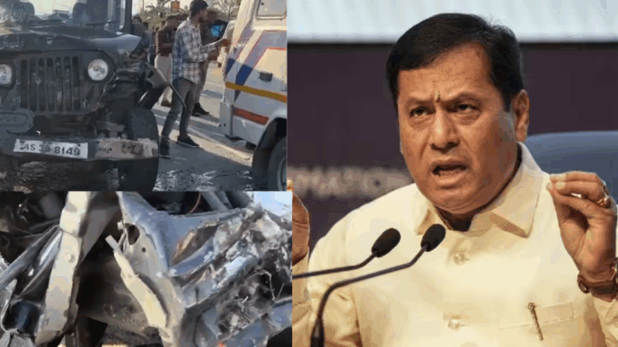 Sarbananda Sonowal’s convoy in major road crash on Chabua–Hatialli bypass