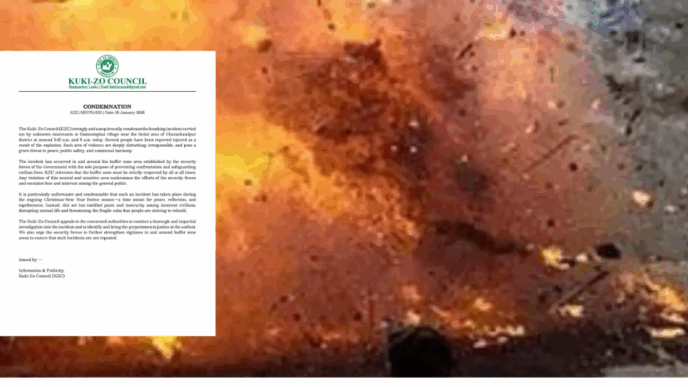 Kuki-Zo Council condemns bomb blast near Seitol, demands probe